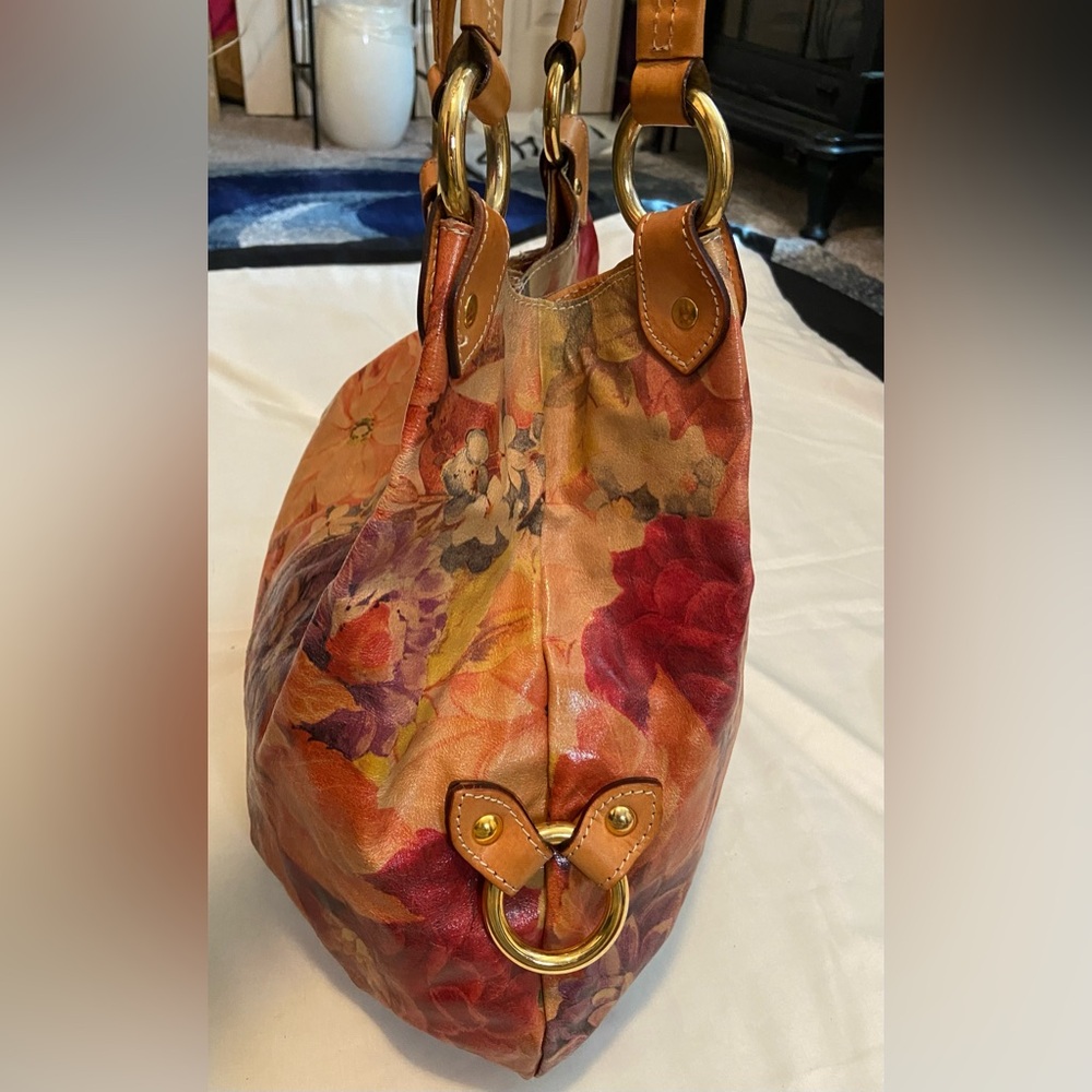 Maurizio Taiuti Italian Leather Floral Bucket Bag Purse - Picture 5 of 12